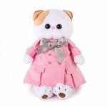 Мягкая игрушка BudiBasa Кошечка Ли-Ли в розовом плаще с серым бантиком (24см) (в подарочной коробке) LK24-014 (ООО МПП) - продажа опт