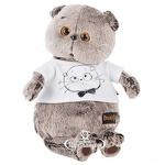 Мягкая игрушка BudiBasa Кот Басик в футболке с принтом Мордочка Басика (25см) (в подарочной коробке) Ks25-057 (ООО МПП) - продажа опт